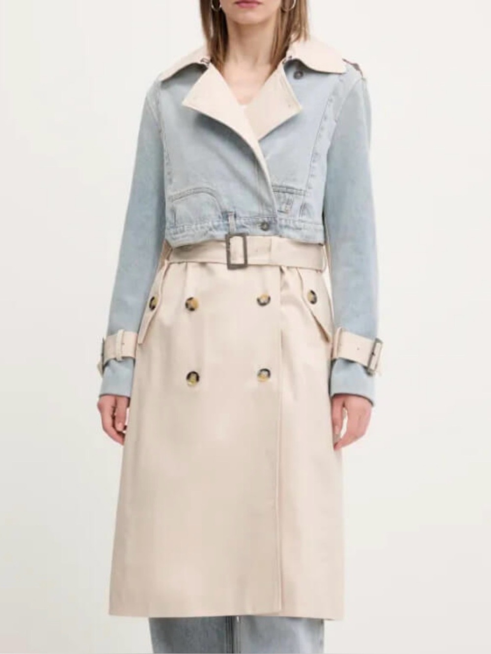 DESIGUAL MEMPHIS HYBRID TRENCH COAT & DENIM JACKET Medium